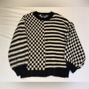 Black & white checkered oversized sweater